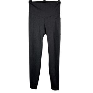 WITH Wear It To Heart Gray Shimmer Leggings High-Waisted Split Leg Pull-On S